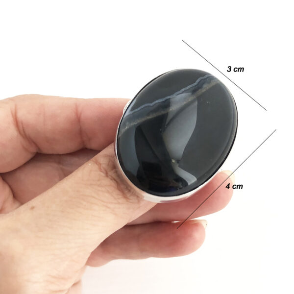 Anello con agata nera in argento