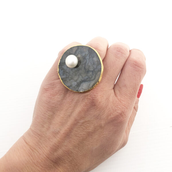 Anello in agata effetto marmo