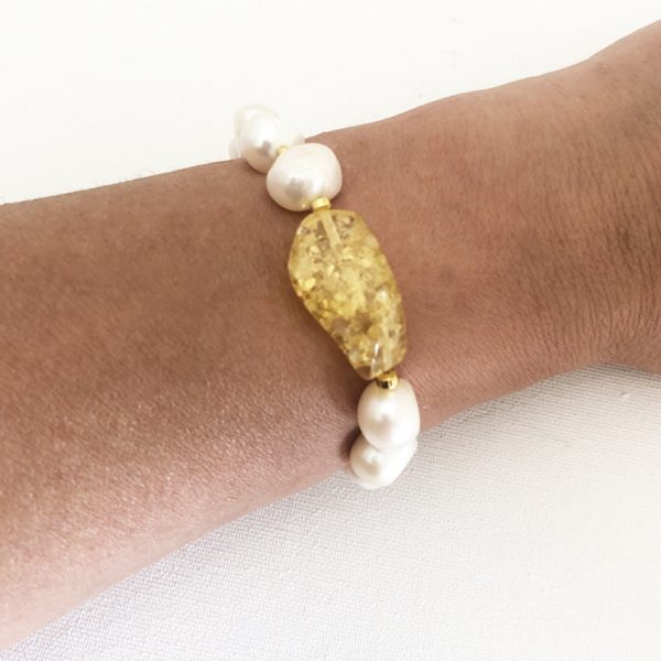 Bracciale con perle barocche e ambra