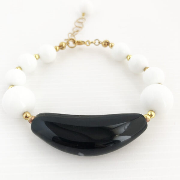 Bracciale in agata bianca con onice