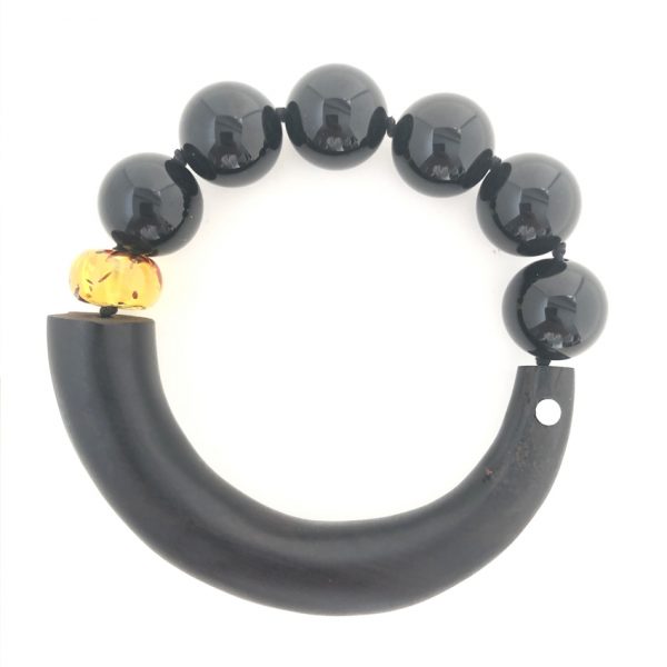 Bracciale onice, ebano, ambra