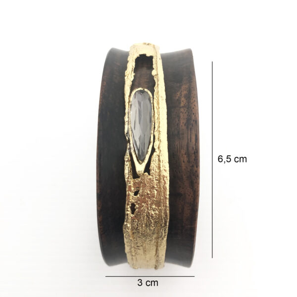 Bracciale rigido in ebano con cristallo