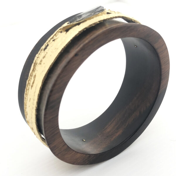 Bracciale rigido in ebano e bronzo