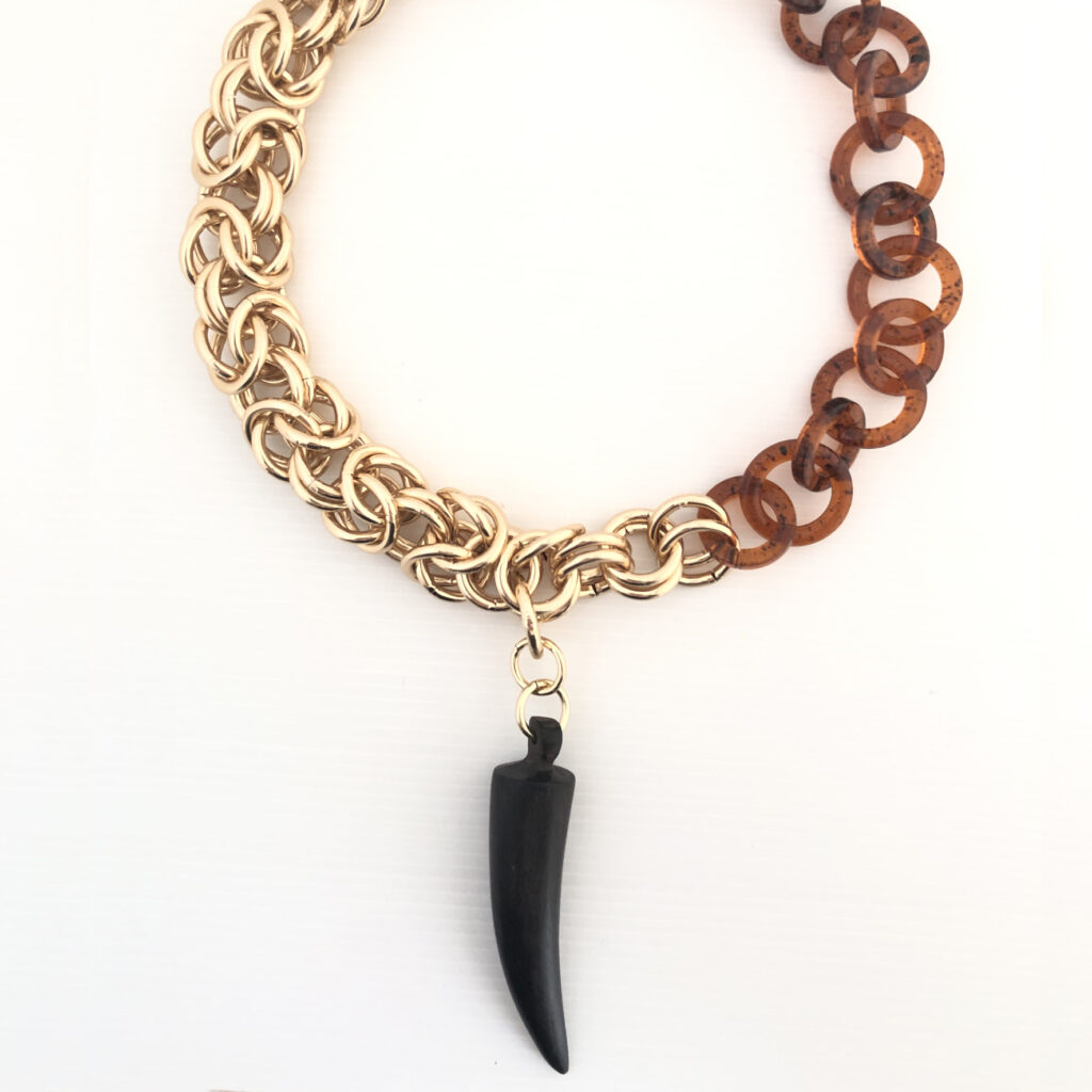 Collana bronzo e ambra vintage