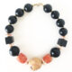 Collana con corallo e sfere nere