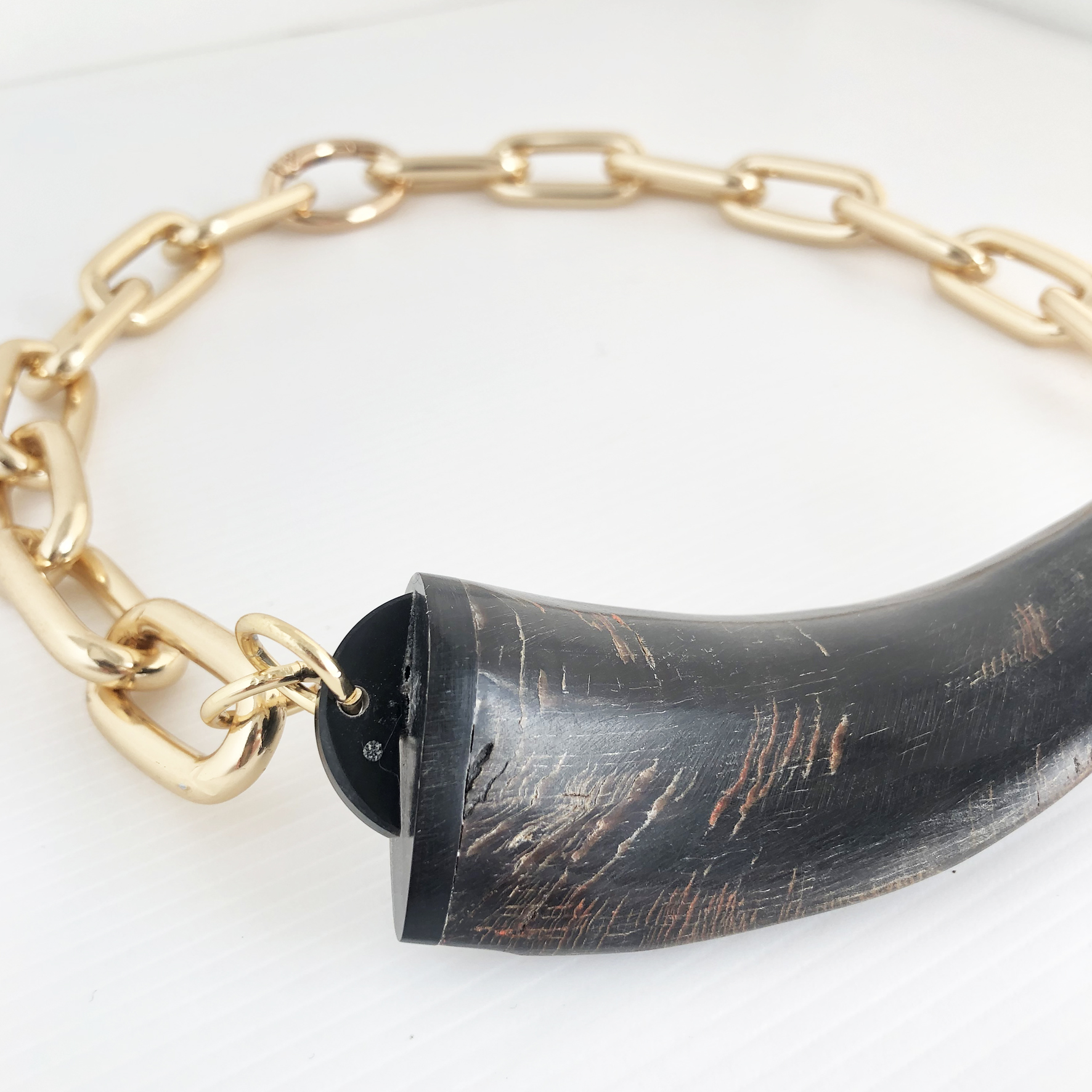 Collana con corno centrale
