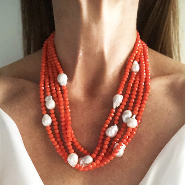 Collana con swarovski arancio