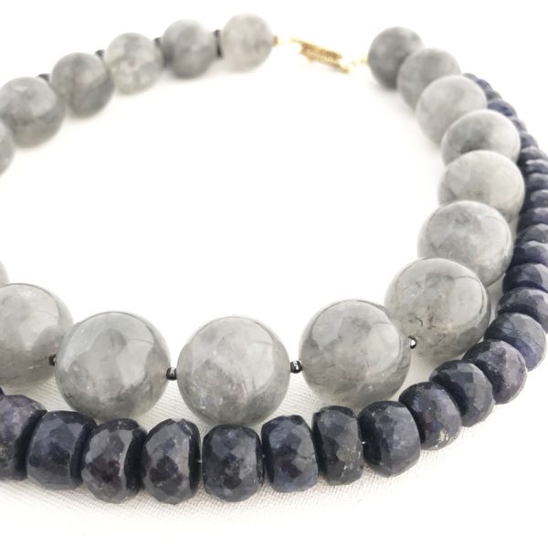 Collana zaffiri e labradonite