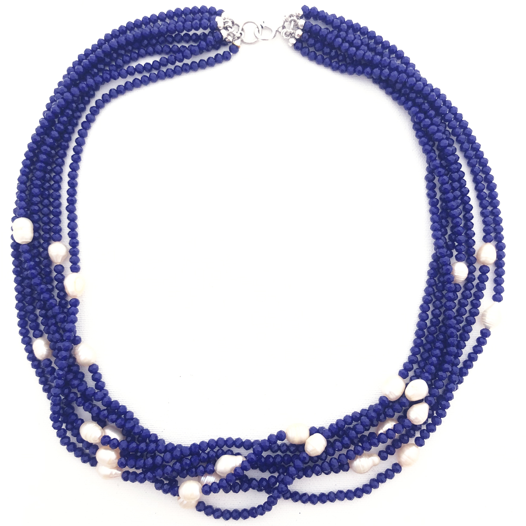 Collana con cristalli blu elettrico