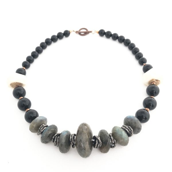 Collana in onice e labradonite