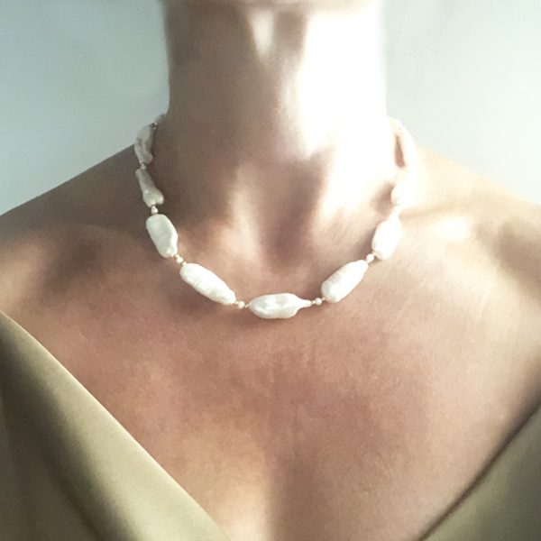 Collana in perle, micro perle e argento