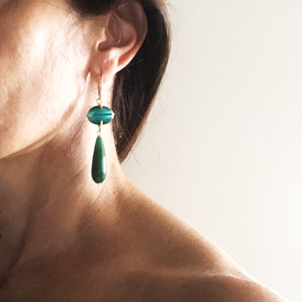 Orecchini con agata verde