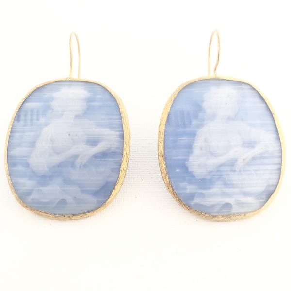 Orecchini in cameo di agata azzurra